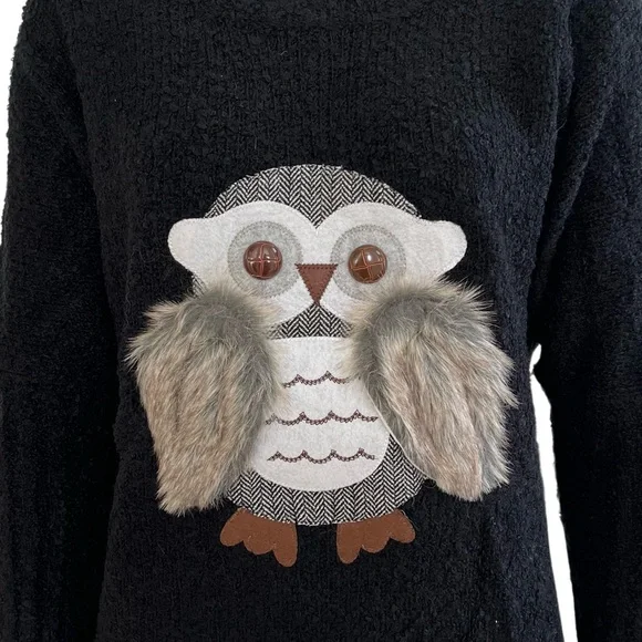 Black Owl Jumper by Jimmy Yoo New with Tags Size 10 - Picture 2 of 4